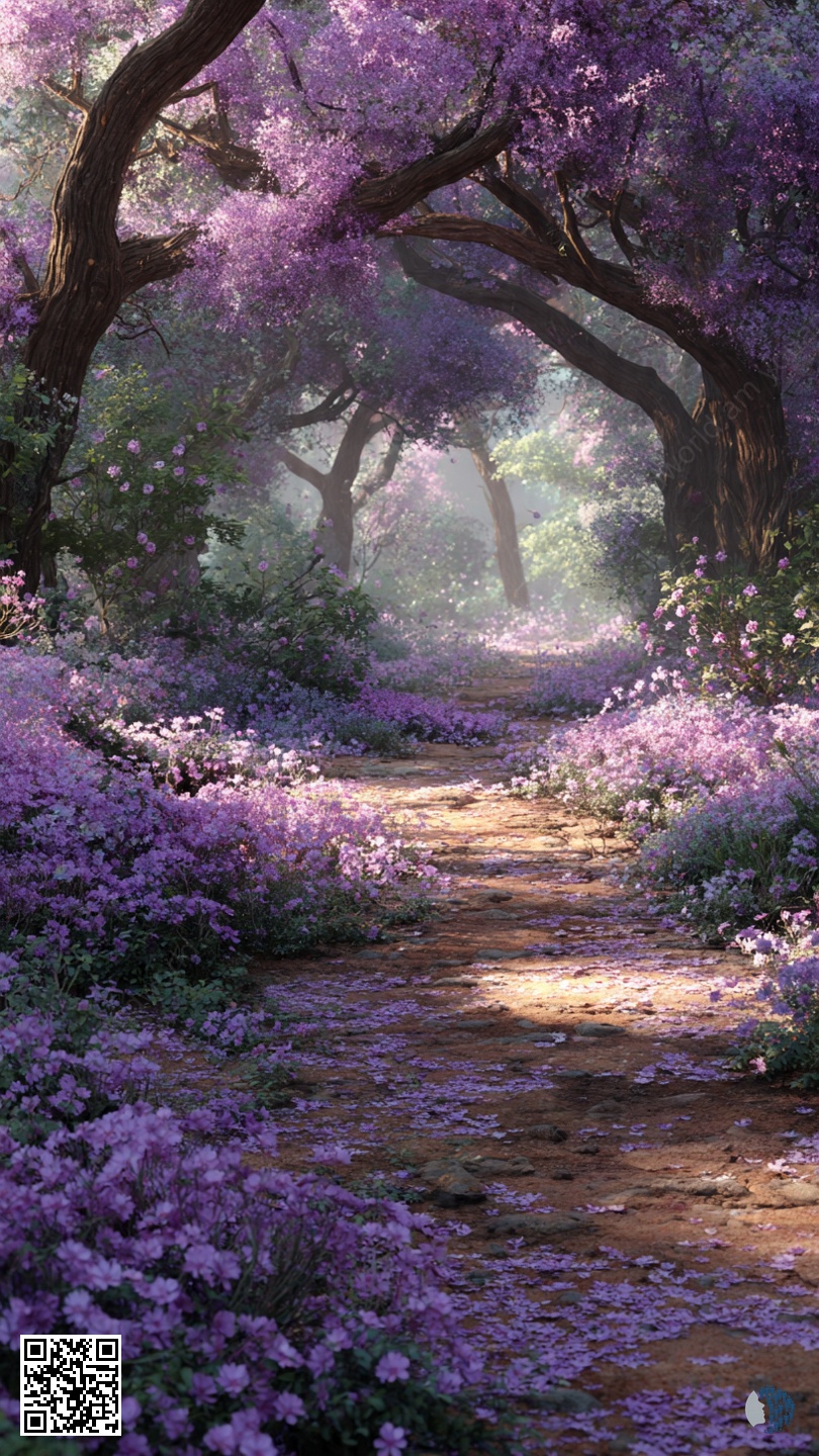 Մանուշակագույն շշուկների անտառ | Երազային անտառ՝ ծածկված յասամանագույն ու մանուշակագույն ծաղկումով, որտեղ մեղմ լույսը դարձնում է արահետը կախարդական