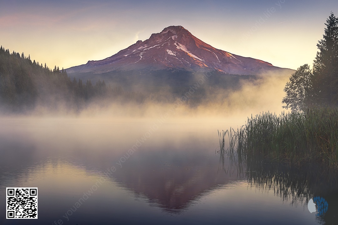 Pacific Northwest Peaks | Alpine lakes, autumn forests, and glaciers under golden skies—silence, reflections, fog