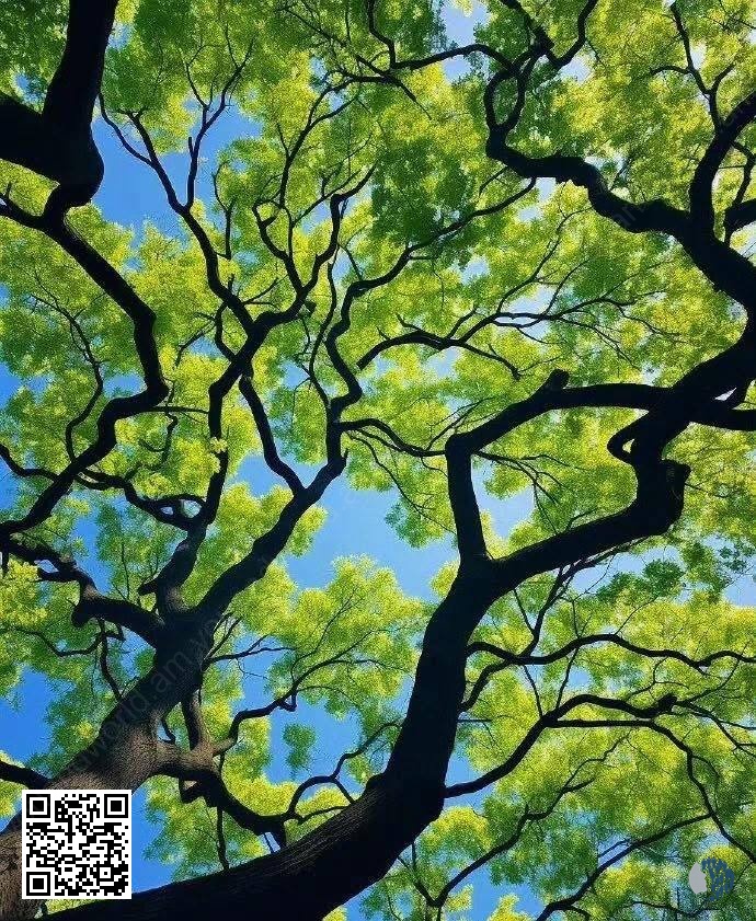 Կանաչ լռության տակ | Արեւաշող ճյուղերը, նուրբ տերեւներն ու կապույտ երկնքի բացվածքները ստեղծում են խաղաղ հովանի՝ լցնելով պահը լույսով ու թարմ հանգստությամբ