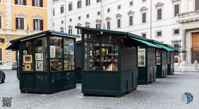 Stalls on Piazza Borghese